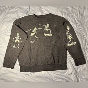Skateboarding Skeleton Graphic Sweater - Gray, Old Navy